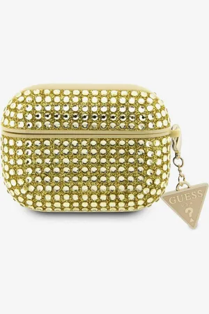 Guess Rhinestones Triangle Metal Logo AirPods Pro Gold Obal