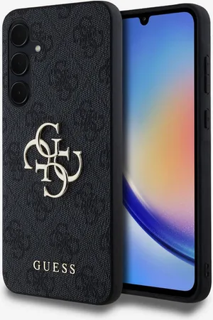 Guess PU 4G Metal Logo Zadní Kryt pro Samsung Galaxy A35 5G Grey Obal na telefon