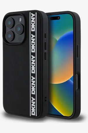 DKNY 3D Rubber Repeat Logo Line Zadní Kryt pro iPhone 16 Pro Max Black Obal na telefon
