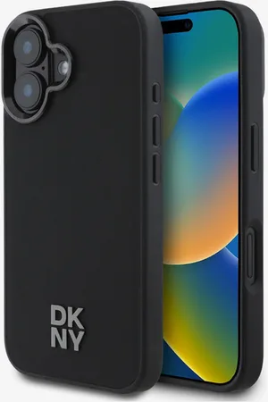 DKNY PU Leather Stack Logo Magsafe iPhone 16 Black Obal na telefon