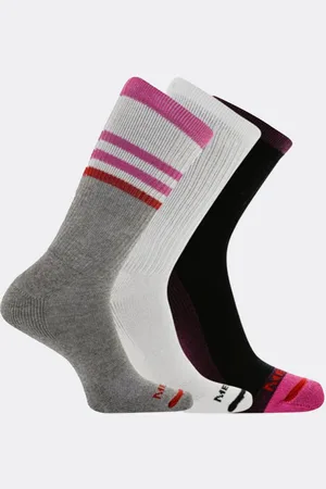 Merrell Cushioned Cotton Stripe Crew Ponožky 3 páry