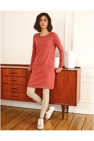 BLANCHEPORTE Rovné meltonové mikinové šaty růžové dřevo 34/36