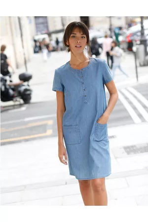 BLANCHEPORTE Džínové rovné šaty, eco-friendly sepraná modrá 36