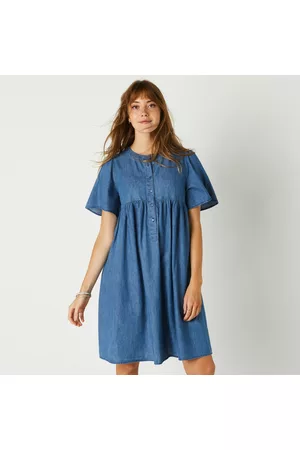 BLANCHEPORTE Džínové rozšířené šaty sepraná modrá 36
