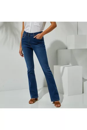 BLANCHEPORTE Bootcut strečové džíny s vyšívanými kapsami modrá 36