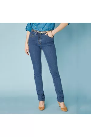 BLANCHEPORTE Ženy Rovné nohavice - Strečové rovné džíny, malá výška postavy modrá 36
