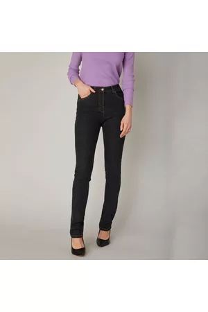 BLANCHEPORTE Ženy Rovné nohavice - Strečové rovné džíny, malá výška postavy černá 36