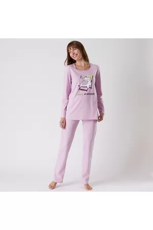 BLANCHEPORTE Ženy Tepláky na spaní - Pyžamo s dlouhými rukávy a potiskem "Kočky" šeříková 34/36