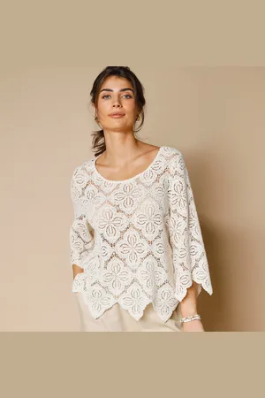 BLANCHEPORTE Macramé halenka s rozšířenými 7/8 rukávy