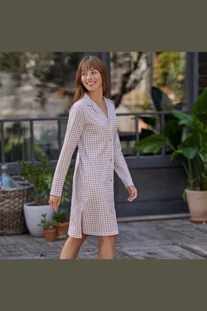 BLANCHEPORTE Noční košile s knoflíčky a potiskem vichy kostky