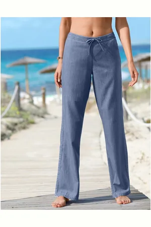 BLANCHEPORTE Široké splývavé kalhoty z jemného denimu