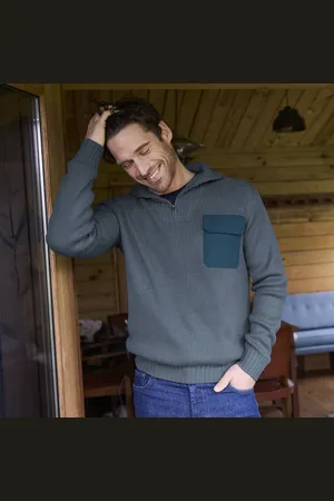 BLANCHEPORTE Pulovr na zip se stojáčkem