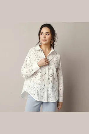 BLANCHEPORTE Košilová halenka s anglickou výšivkou