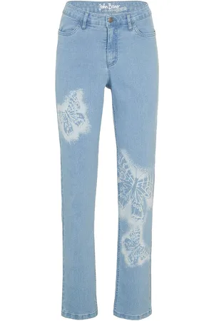 bonprix Strečové džíny s motýlkem Straight Mid Waist