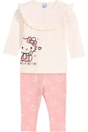 bonprix Bavlněné kojenecké tričko s dlouhým rukávem a legíny Hello Kitty (2dílná souprava)