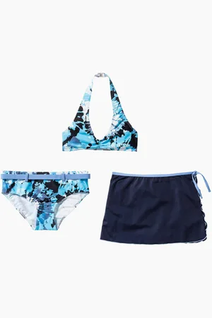 bonprix Bikiny + sukně (3dílná souprava) z recyklovaného polyamidu