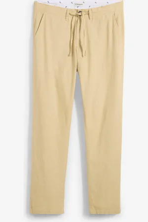 bonprix Chino kalhoty bez zapínání, sRegular Fit, se lnem, Straight