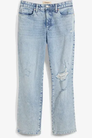 bonprix Džíny Straight, Mid Waist, pohodlný pas, nízký podíl streče, zkrácené