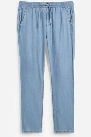 bonprix Lehké džíny bez zapínání a se lnem, Regular Fit, Straight