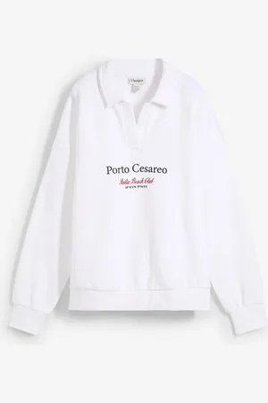bonprix Oversize mikina s polo límcem a výšivkou