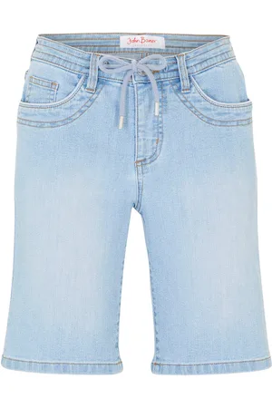bonprix Džínové bermudy Slim Fit Mid Waist
