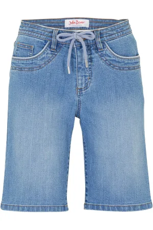 bonprix Džínové bermudy Slim Fit Mid Waist