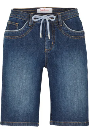 bonprix Džínové bermudy Slim Fit Mid Waist