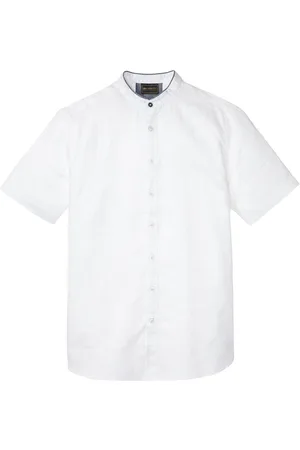 bonprix Lněná košile se stojáčkem, krátký rukáv
