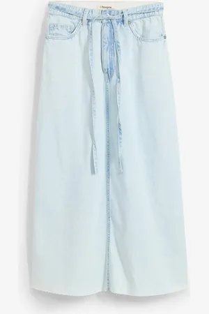 bonprix Džínová midi sukně, Mid Waist, Super Soft