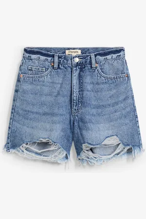 bonprix Džínové šortky High Waist, nízký podíl streče