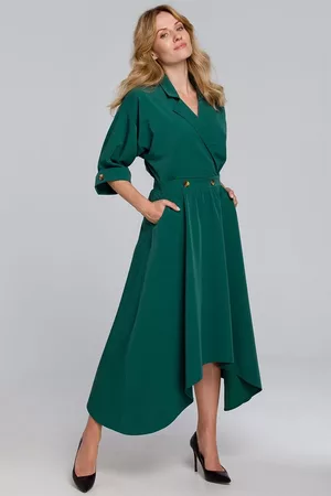 Makover Ženy Asymetrické - Zelené asymetrické šaty K086