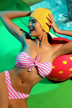 Lorin Růžovo-bílé vyztužené bikiny Asha