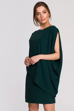Stylove Ženy Asymetrické - Tmavě zelené asymetrické šaty S262