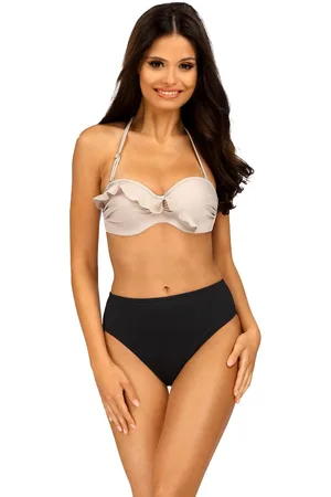 Lorin Černo-béžové push-up bikiny s volány Dolly