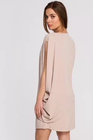 Stylove Ženy Asymetrické - Béžové asymetrické šaty S262
