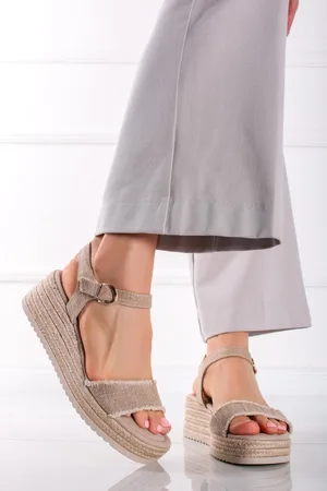 Tamaris Béžové platformové sandály 1-28058