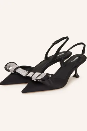 Lola Cruz Slingpumps S Otevřenou Patou Linda S Ozdobnými Kamínky černá stříbrná