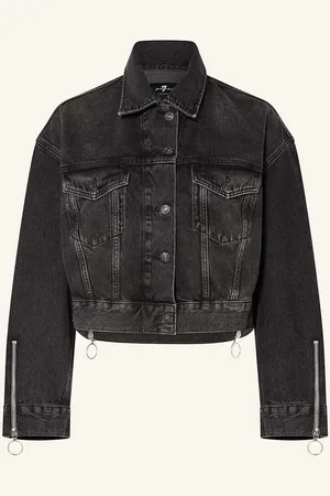 7 for all Mankind Cropped Džínová Bunda Oli černá