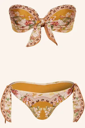 ZIMMERMANN Bandeau Bikiny Wylie tmavě žlutá zelená růžová