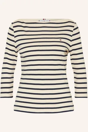 Tommy Hilfiger Tričko S 3 4 Rukávem béžová tmavě modrá