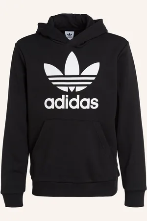 adidas Mikina S Kapucí Trefoil černá bílá
