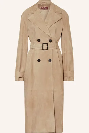 Max Mara Trenčkot Farnese Z Kůže béžová