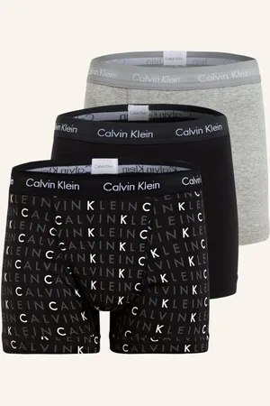 Calvin Klein Boxerky Cotton Stretch, 3 Kusy V Balení černá šedá melírovaná