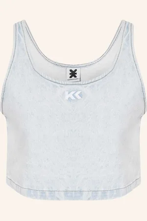 Karo Kauer Cropped Džínová Bunda tmavě modrá