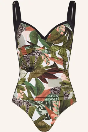 Charmline Tvarující Plavky Floral Safari černá zelená bílá