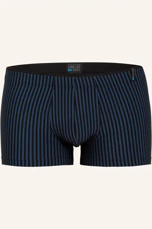 Schiesser Boxerky Long Life Soft tmavě modrá černá s proužky