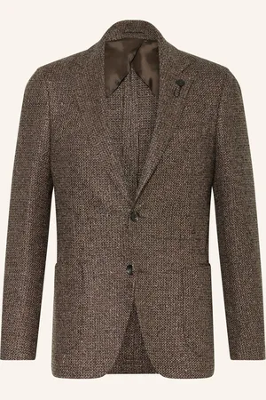 LARDINI Tvídové Sako Extra Slim Fit S Hedvábím hnědá