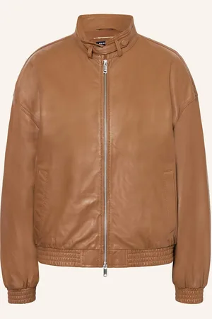 Reiss Kožený Blouson Dru hnědá