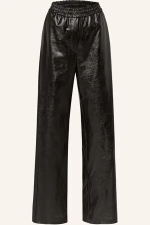 Max Mara Kalhoty Plutone V Koženém Vzhledu černá