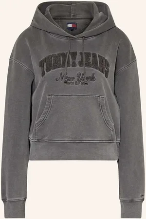 Tommy Hilfiger Cropped Mikina S Kapucí šedá